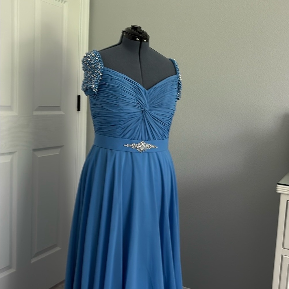 Elegant Blue Beaded mother of the bride/groom dress